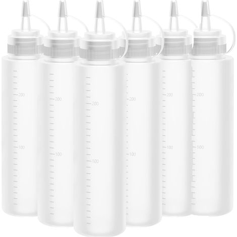 Gewürz Squeeze Flaschen Für Sauce Quetschbehälter 6 Stück Kunststoff Quetschflaschen für Saucen, Mayonnaise, Senf, Öl & Dressings (1/5)