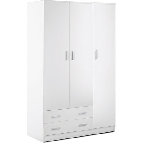 Armadio 3 Ante 2 Cassetti 115x182x52 cm Bianco Lisco (1/2)