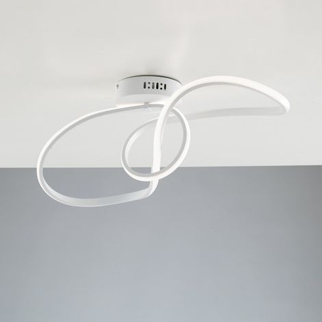 Weiße Deckenleuchte aus Metall und Aluminium mit integrierter LED 68x24x h24 cm