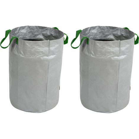 Sac Jardin Déchet, 2 Pièces Sac à Ordures de Jardin Pliable et Réutilisable avec Poignée (Argent 100L, 45x63CM) (1/5)
