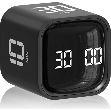 Minuteur Cuisine - LED - 5 10 30 60 Min Préréglés - Mode Manuel et Automatique - Sonore/Silencieux - 4,4 x 4,4 x 4,6 cm - Noir - 1 Pièce (1/5)