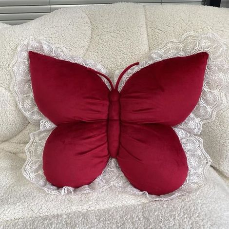 1 Coussin,Forme papillon,Velours,Dentelle,40x45cm,Salon,Chambre (1/5)