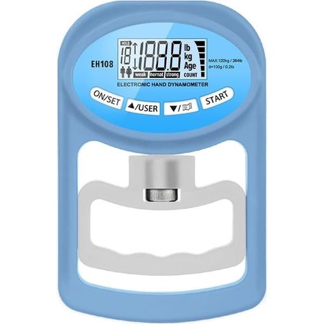 Jauge de force numérique Testeur de force de préhension 265Lbs/120Kg dynamomètre à main numérique compteur de force de préhension USB écran LCD poignée for l'entraînement de puissance Dynamomètre de h (1/5)