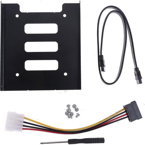 Kit de montage pour disque dur 2,5" à 3,5" avec câble de données SATA et support pour plateau SSD. (1/4)