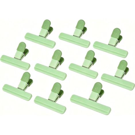Confezione da 10 clip di chiusura sovradimensionate, clip allargate, clip resistenti per sacchetti alimentari, adatte per chiudere sacchetti del pane, sacchetti per snack, verdi (1/5)