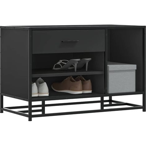 Schuhbank Schwarz 80x40x53,5 cm Holzwerkstoff und Metall