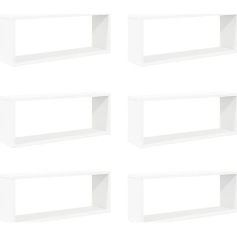 vidaXL Estantes cubo de pared 6 uds contrachapada blanco 60x15x23 cm (1/2)