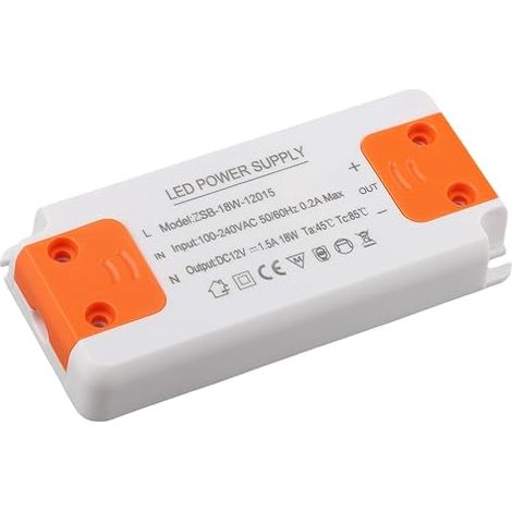 Transformateur 220V 12V - 230V Led Driver, Transformateur Basse Tension, 18W 1.5A Alimentation Transfo 12V, Sans Scintillement, Pour LED et Halogènes Lampes G4 MR16 GU5.3, 1pcs (1/5)