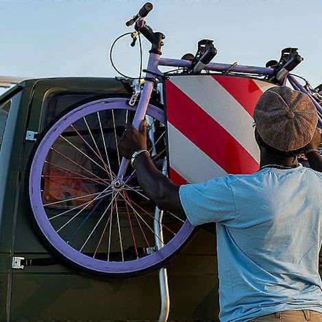 Panneau de sécurité réfléchissant 50x50cm en aluminium, panneau d'avertissement pour porte-vélos et remorques (1/4)
