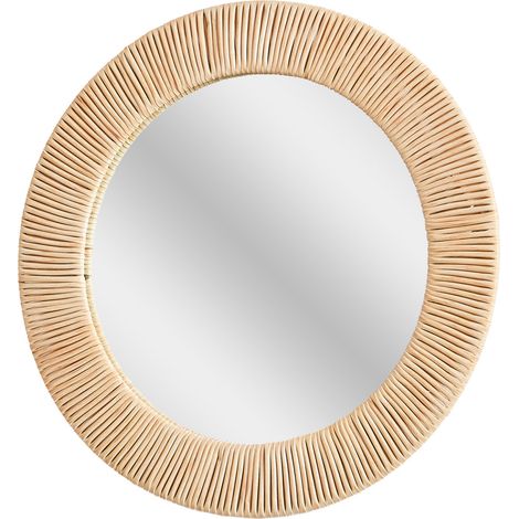 Miroir mural rond 40cm – cadre en polyéthylène et fer – certification FSC – design bohème et lumineux – Future Home (1/3)