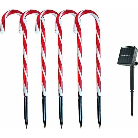 Décoration de Noël Lumière Extérieure, Lot de 5 Lumières LED de Canne à Sucre, Lumières de Chemin de Noël de Canne à Sucre Lumières de Jardin LED Lumières de Paysage Décoration de Noël (1/5)
