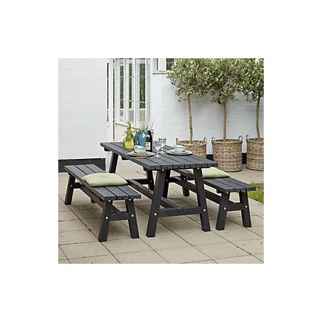 kaiserkraft  Set di tavolo e panche  tavolo  2 panche  nero  (1/3)
