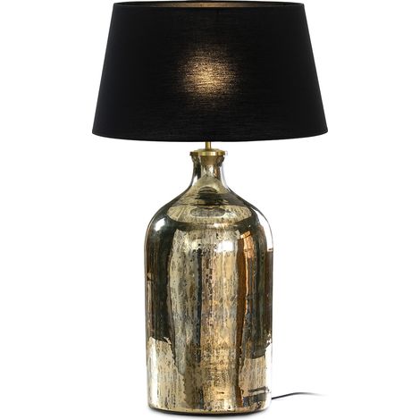 Lampe de Table 28x28x60 Verre Doré Antique/Sans Paravent (1/4)