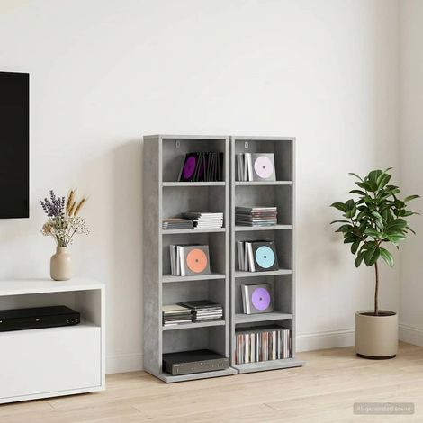 vidaXL CD Cabinet 2 pcs Concrete Grey 33 x 23.5 x 97.5 cm (1/5)