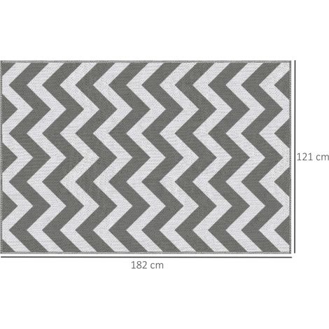 Tapis extérieur gris clair blanc 121x182cm, synthétique imperméable double face (1/5)