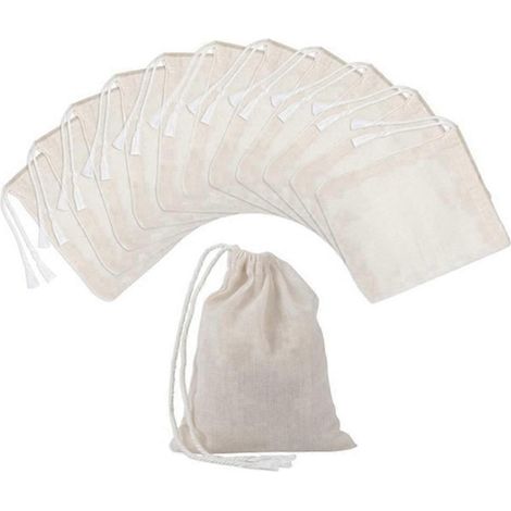 50 sacs en coton à cordon, sacs en mousseline, sacs à thé (4 x 3 pouces) (1/5)