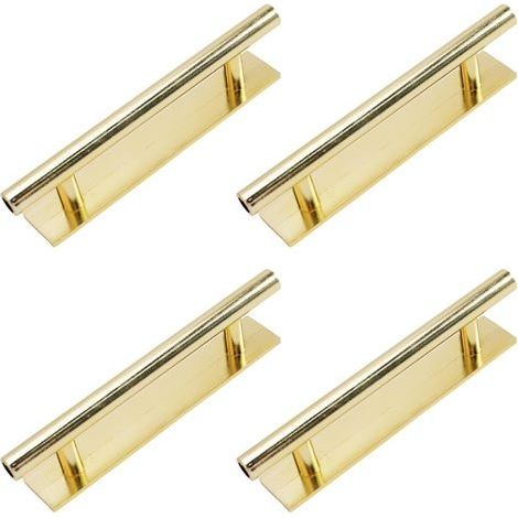 4 Pack Gold Plastic Sliding Door Pull Handles Self Adhesive Long Handle with Plate for Kitchen Cabinet Sliding Door (1/5)