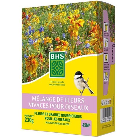 Mélange de fleurs vivaces pour oiseaux BHS - 230 g, 18 variétés, couvre 45 m²