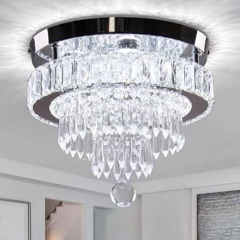Lámparas de araña de cristal modernas, lámparas de techo de cristal, lámparas de araña pequeñas, lámparas LED empotradas, iluminación para dormitorios, salones y pasillos, blanco 6500 K (1/5)