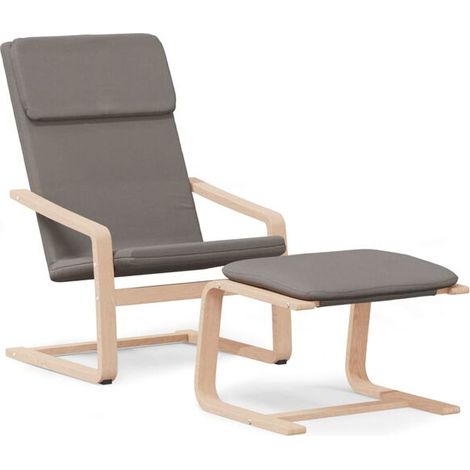 Fauteuil lounge avec repose-pieds, tissu gris-brun (1/5)