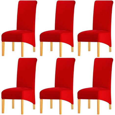 Stuhlhussen XL Rot, 6er Set, Spandex, hohe Rückenlehne, für Esszimmer (1/5)