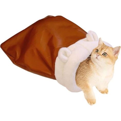 Panier pour chat Sac de couchage pour animaux en peluche et cuir PU Lit pour chatons en forme de grotte L ONE BASKET (1/5)