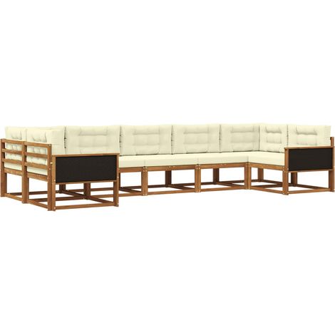 Conjunto de sofás de exterior 7 uds. Natural y Crema vidaXL (1/5)