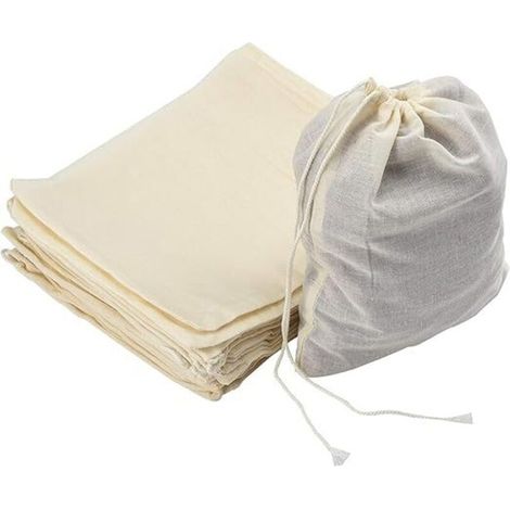 Sachet Tissu 100% Coton 30 Pack 18x20cm, Reutilisable Sachet Dragees Bapteme Avec Cordon De Serrage Pour Fête Mariage Anniversaire, Blanc Sac Filtres Pour La Cuisine, La Fabrication De Confiture (1/5)