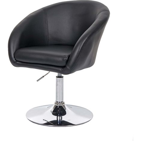 Chaise de salle à manger HWC-F19, fauteuil pivotant, salon, réglable en hauteur, similicuir - noir (1/5)
