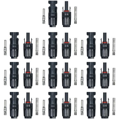 10 paia / 20 paia di connettori maschio/femmina per cavi solari per impianti fotovoltaici, 10 paia senza chiave