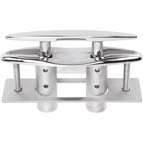 Bootsklampe, 12,7 cm, Edelstahl, einziehbar, robust, bündig montiert, mit Gegenplatte und Sicherungsmuttern, Seilklampe. (1/5)