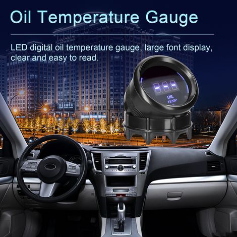 Jauge de température d'huile de 52mm, compteur numérique de voiture, affichage LED 40-140 ℃ avec fonction d'alarme de capteur pour camion moto (1/5)