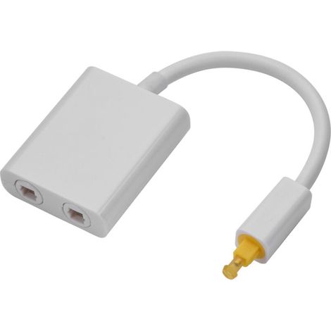 Adaptateur Splitter Audio Optique Toslink 2 Sorties, Câble Digital 1 Entrée 2 Sorties Blanc
