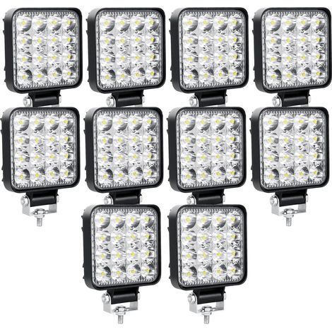 10Pcs Phare de Travail Led, 3.3 pouces 48W mini Projecteur Led 12V 24V Spot feux de travail pour 4x4 Offroad Voiture Vehicule Camion Tracteur SUV, 6000K feu antibrouillard (1/5)