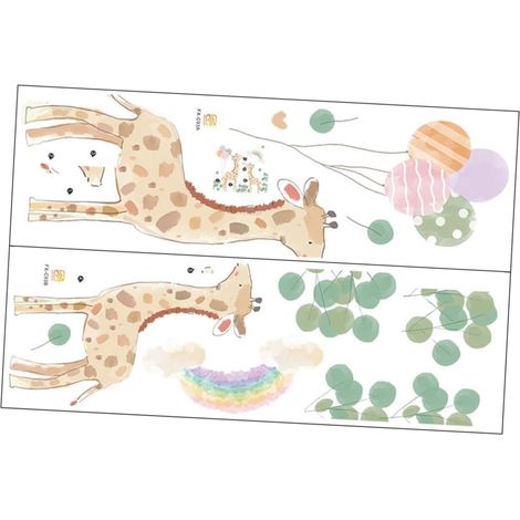 Sticker mural girafe de dessin animé Totority décoration (1/5)