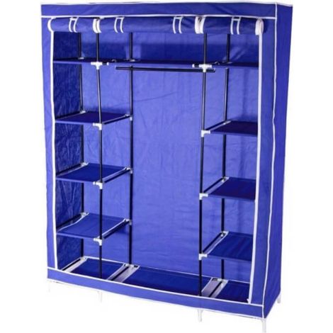 OSE – Armoire de rangement penderie XXL 177 cm hauteur – Tissu non tissé 65 g/m² – Tubes en acier 13 mm – Coloris rouge bordeaux, bleu marine, gris (1/4)