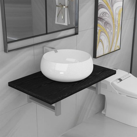 Meuble de salle de bain en deux pièces Céramique Noir 7 (1/5)