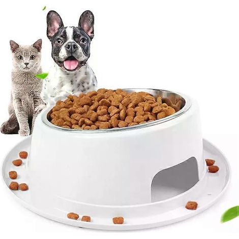 Gamelle pour animaux en acier inoxydable - Non toxique, antidérapante, sans danger pour les chats et les chiens - Gris (1/5)