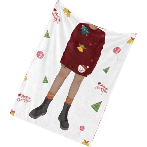 Couverture de Noël personnalisable BL638-4 80x100cm, plaid en microfibre doux, décoration festive pour canapé ou lit, cadeau de Noël (1/3)