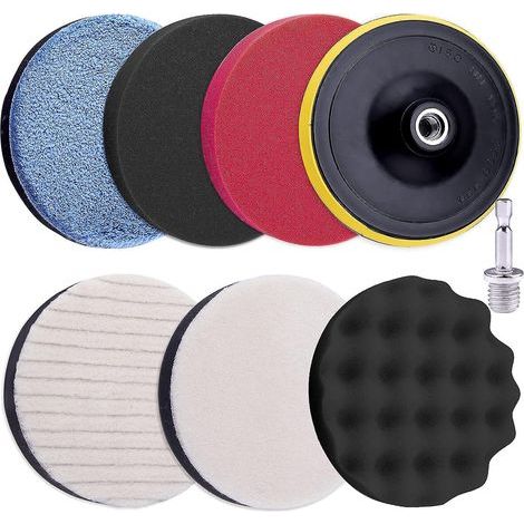 8 Pieces Polishing Pad 125mm Polishing Sponge Car Polishing Pad Set Foam Polishing Sponge Polishing Machine Attachment With M14 Drill Bit Adapter (1/4)