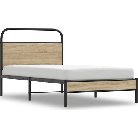 Lit simple,Lit adulte,Cadre de lit sans matelas 100x200 cm chêne fumé bois ingénierie CFW1191762 (1/5)