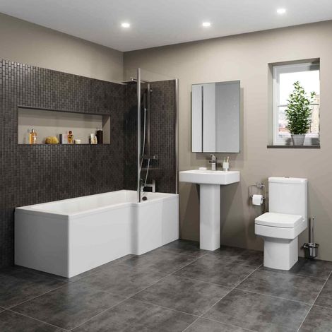 Royan L Bathroom Suite with Right Hand Bath (1/5)