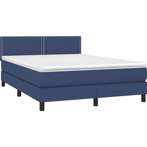 Box Spring Bed with Mattress&LED Blue 140x200cm Fabric vidaXL (1/4)