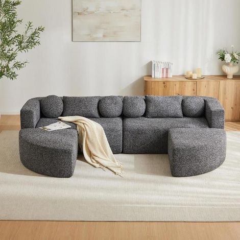 Canapé-lit modulaire - KOMHTOM - Cloud - Tissu chenille - Entièrement repliable - Couchage quotidien (1/5)
