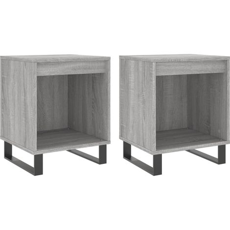 Maison Exclusive - Mesita de noche 2 uds madera ingeniería gris S (1/5)