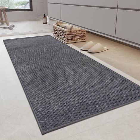 Tapis Salle de Bain Antidérapant Microfibre 70x120cm Gris (1/5)