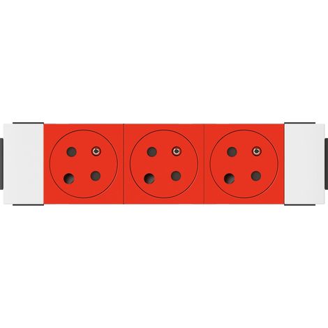 Prise pour goulotte Clippage Direct Programme Mosaic 3x2P + T Détrompeur 6 modules rouge (1/3)
