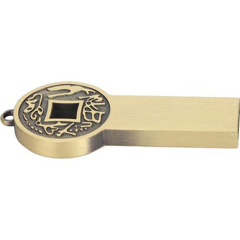 Boîtier métallique pour clé USB, design unique, haute efficacité, durabilité, sécurité et fiabilité branchez et utilisez accessoire élégant pour clé USB sur le thème du lingot d'or chinois. (1/2)