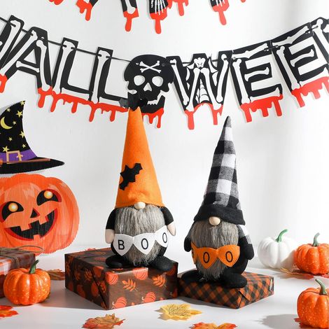 Pièce Gnome d'Halloween Peluche Gnome Suédois Tomte Fait Main Hall