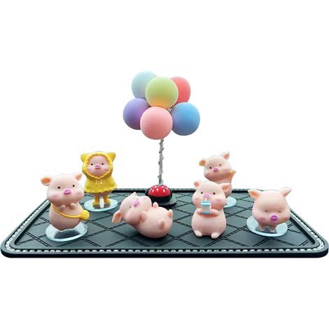Petit cochon mignon en résine avec strass, décoration auto ou bureau, coussin adhésif pour table, ballons colorés, accessoire de décoration intérieure. (1/5)